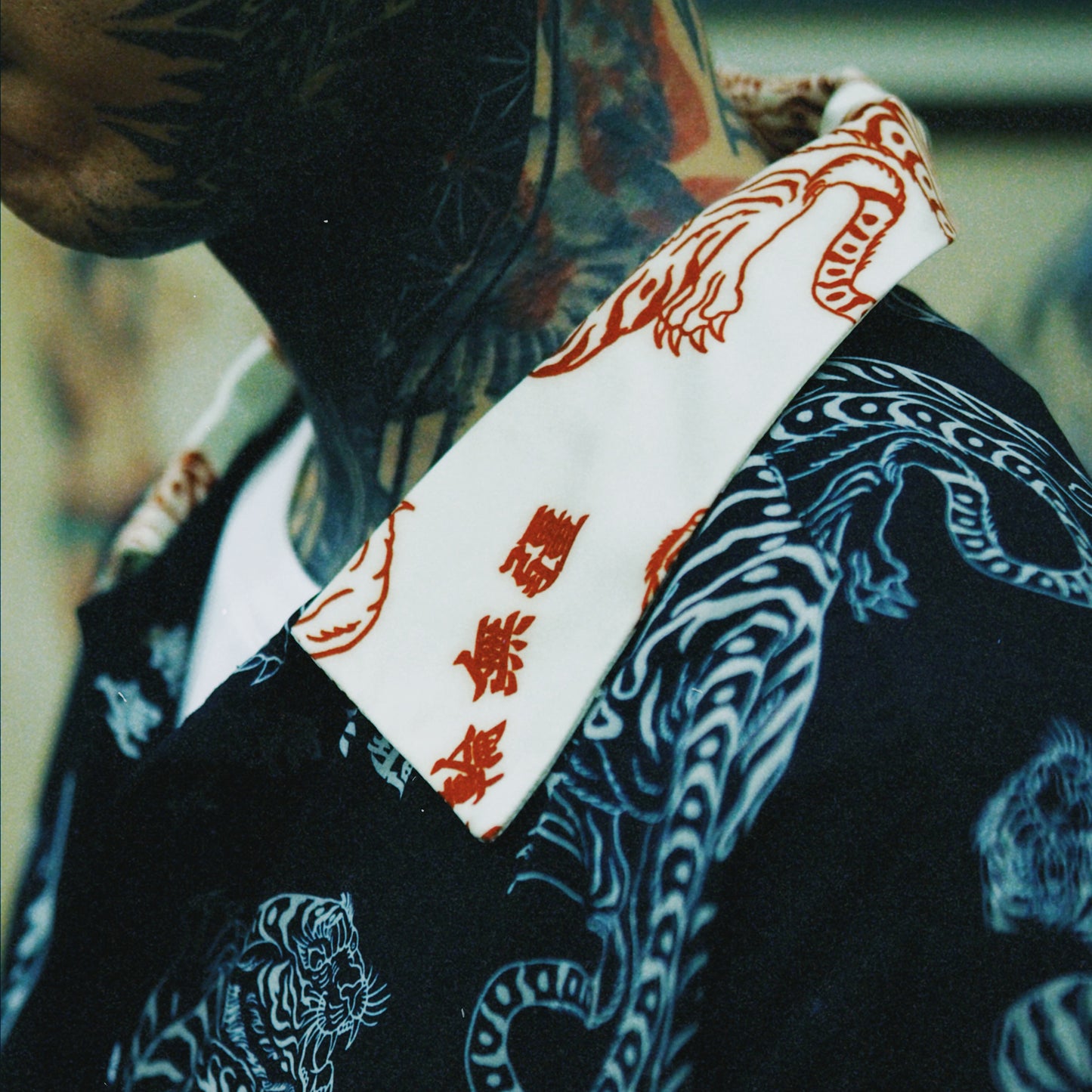GRS x 59TATTOO OVERPRINT CAMP COLLAR SHIRT / UPHILL TIGER