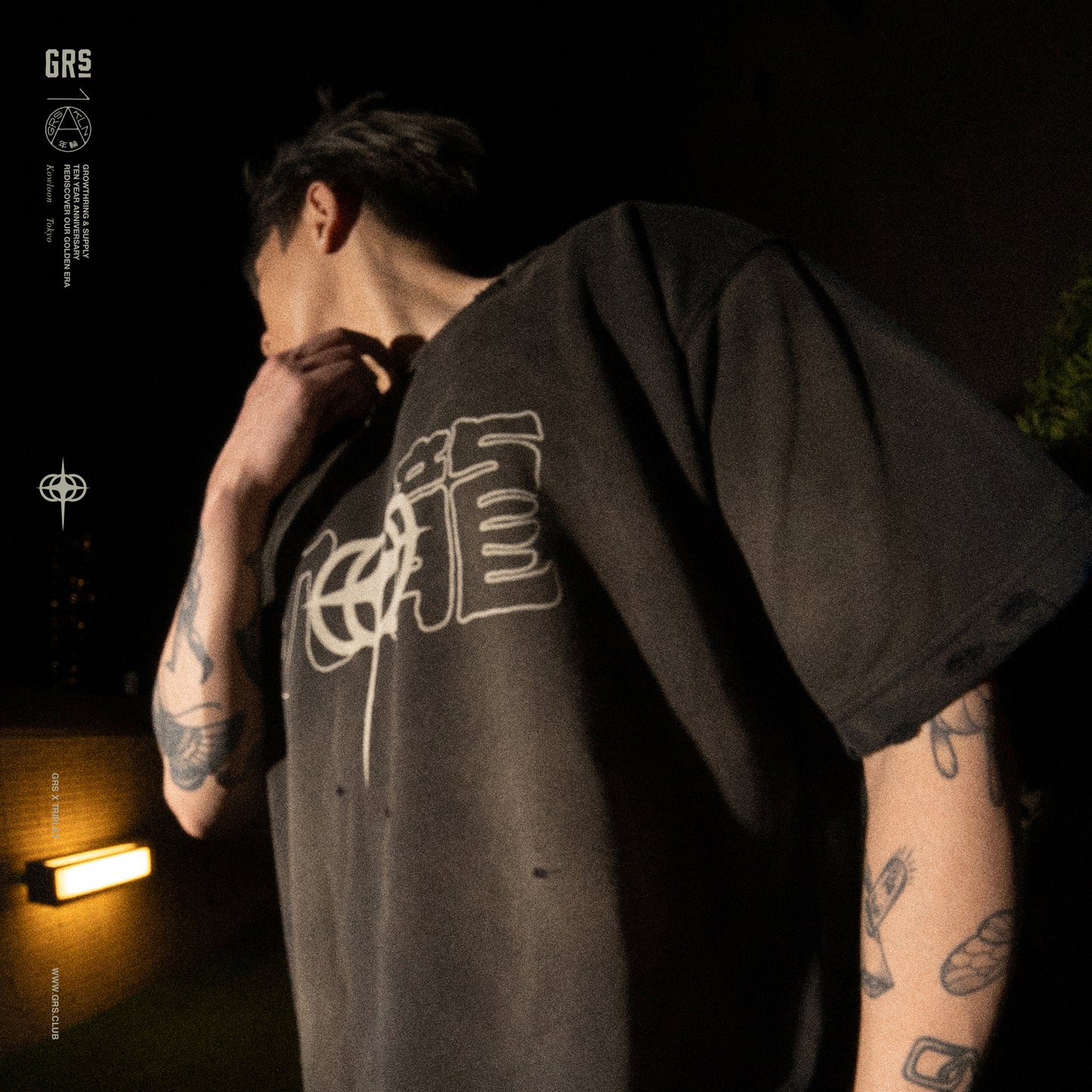 GRS x TRIPLET SUN FADED DISTRESSED "KOWLOON" SS SWEAT TOP