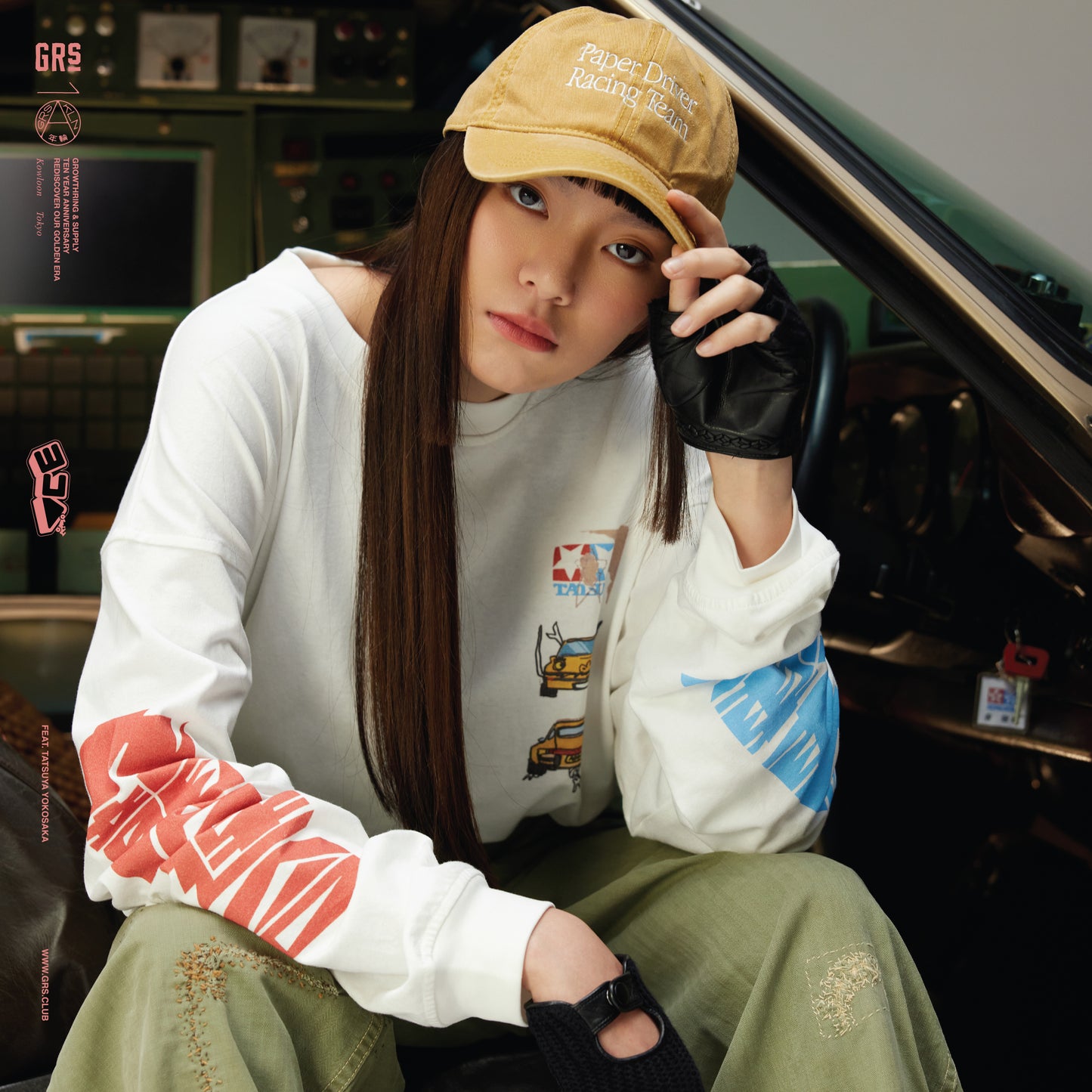 GRS X TATSUYA YOKOSAKA WASHED GRAPHIC LONG SLEEVE TEE