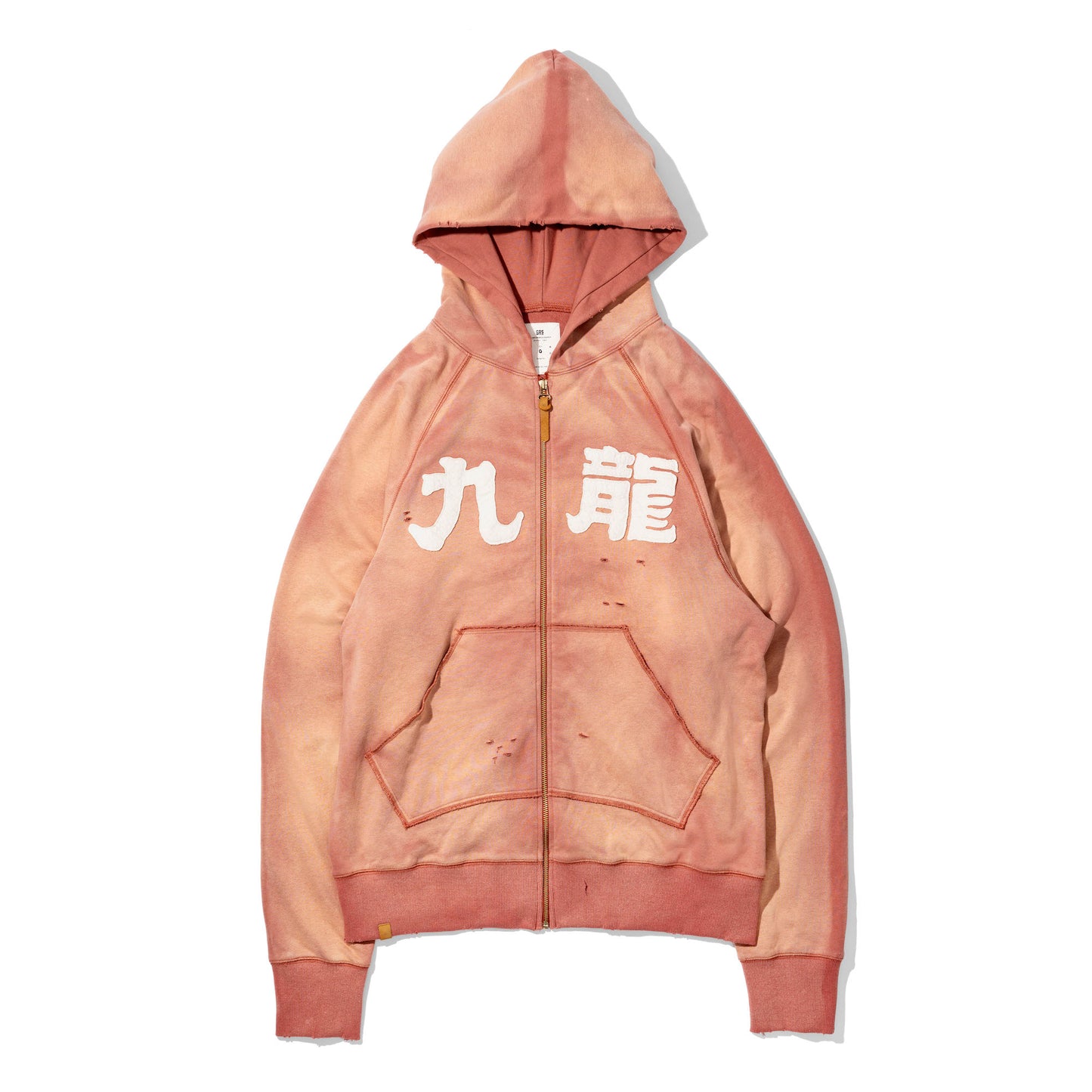 Sun Faded Kowloon Lightweight Zip-up Hoodie / Mars Red