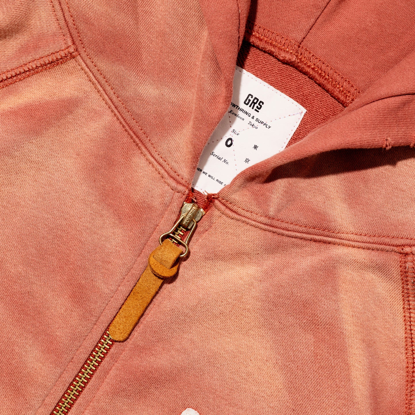 Sun Faded Kowloon Lightweight Zip-up Hoodie / Mars Red