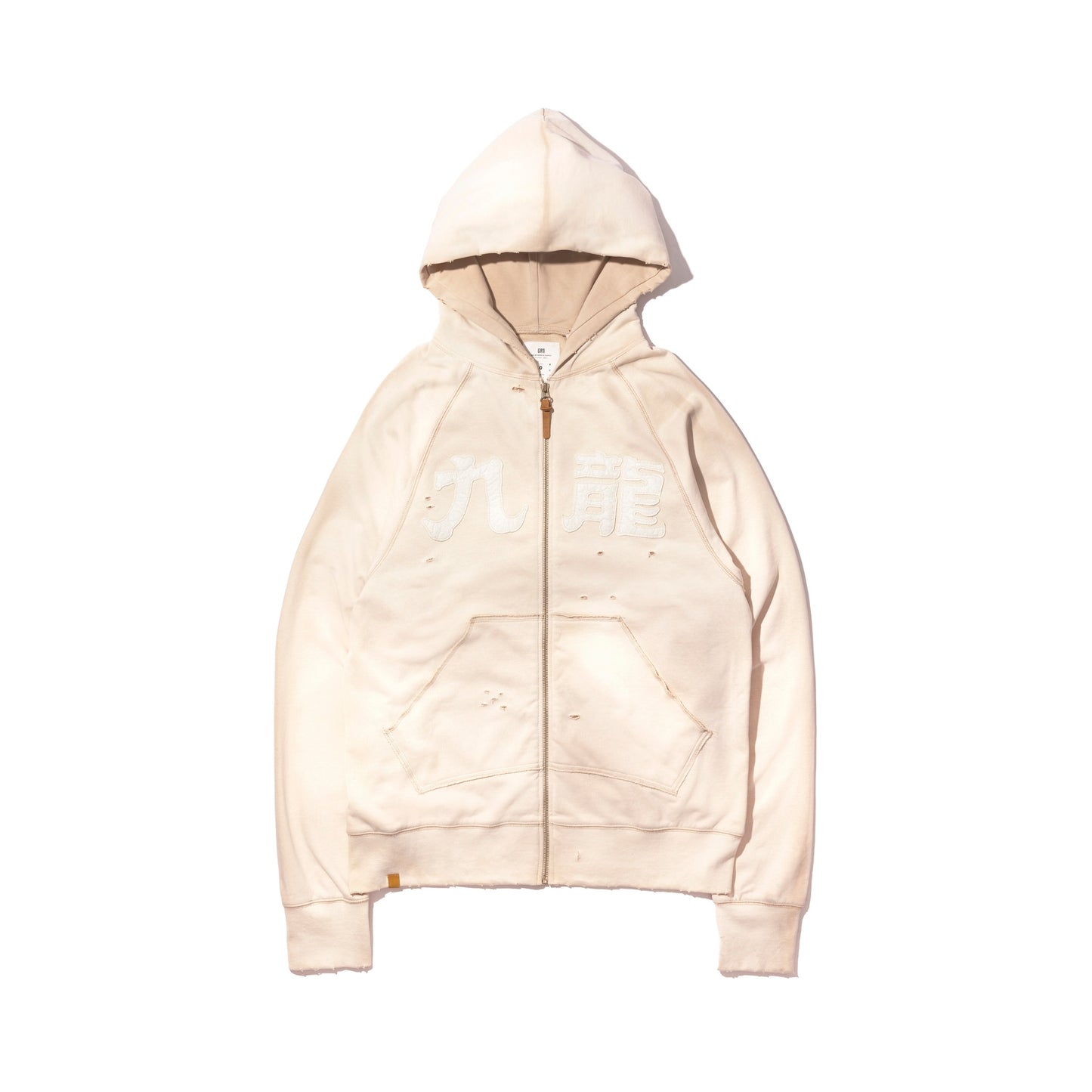 Sun Faded Kowloon Lightweight Zip-up Hoodie / Pastel Beige