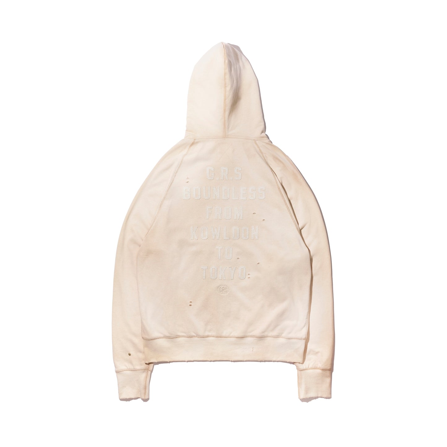 Sun Faded Kowloon Lightweight Zip-up Hoodie / Pastel Beige