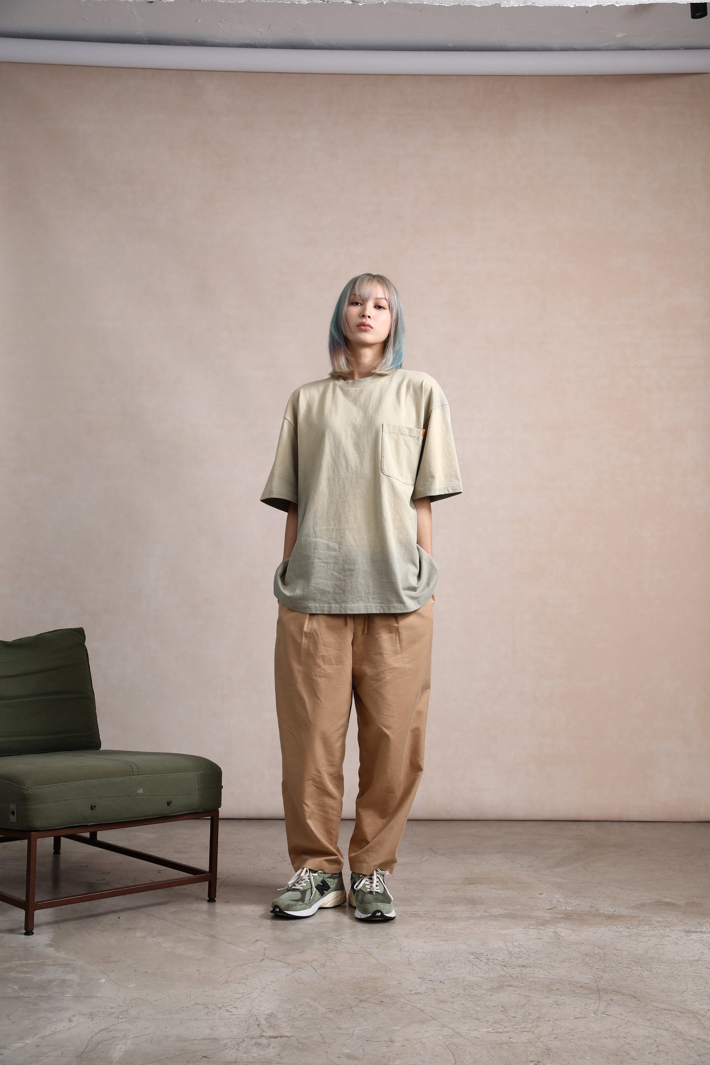 Faded Washed S/S Pocket Big Tee / Faded Sage