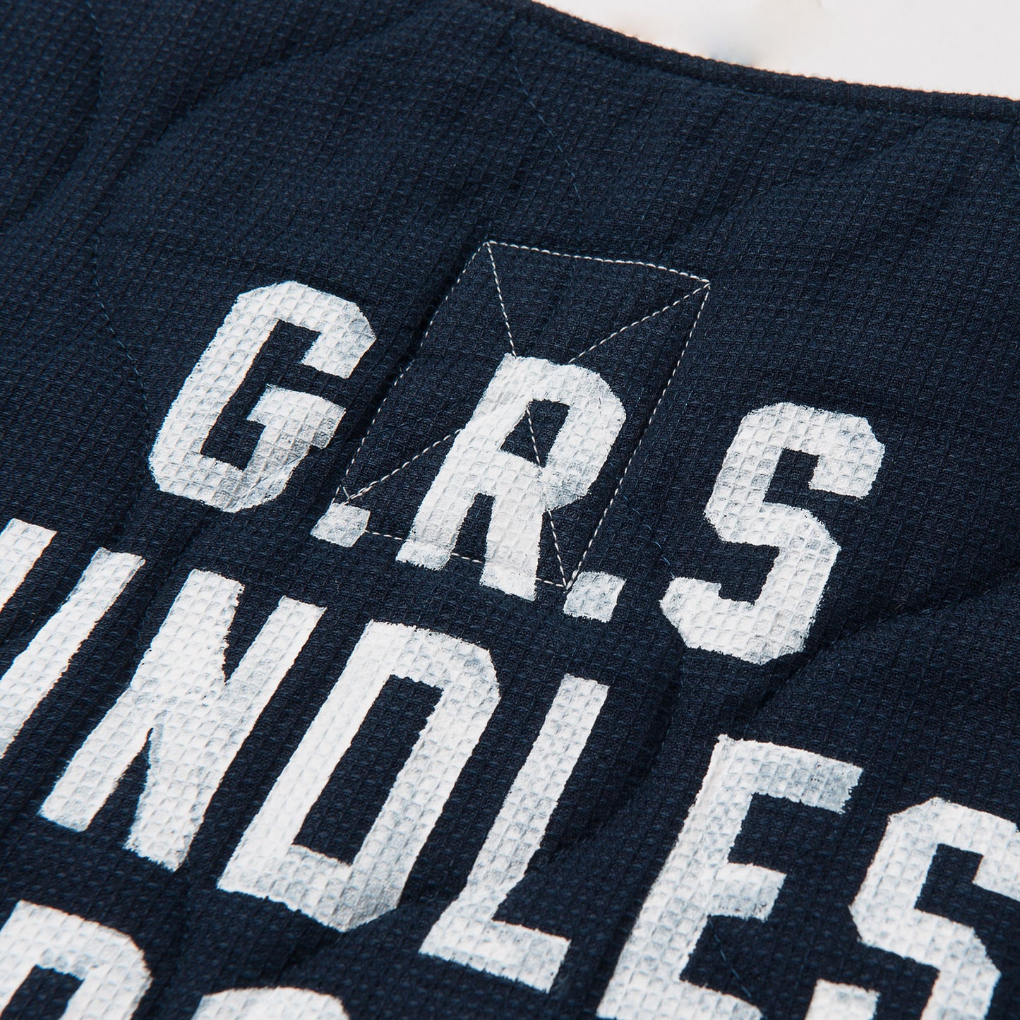BOUNDLESS SERIES - HAND PAINTEDS SASHIKO QUILTED VEST by HK SIGN PAINTER MAN LUK