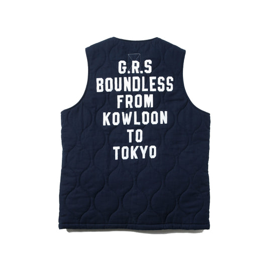 BOUNDLESS SERIES - HAND PAINTEDS SASHIKO QUILTED VEST by HK SIGN PAINTER MAN LUK