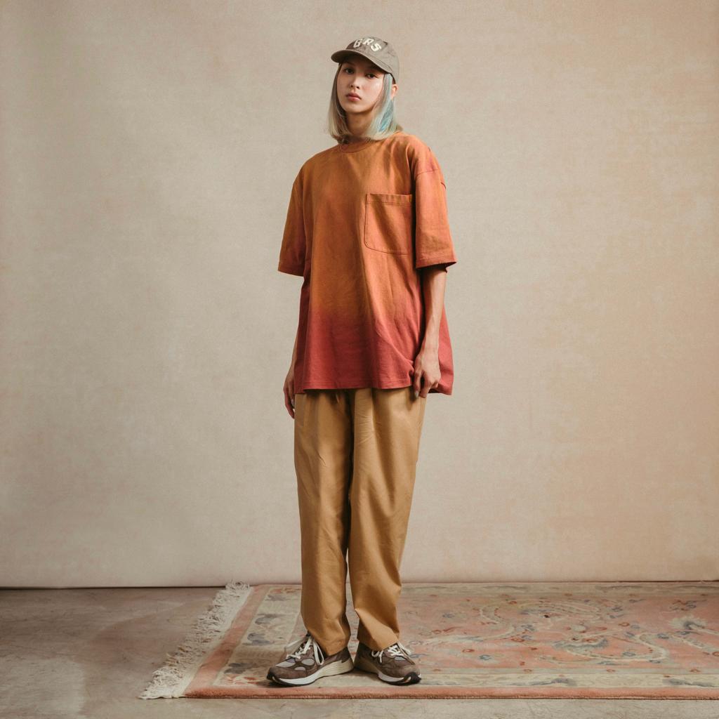 Faded Washed S/S Pocket Big Tee / Faded Flame
