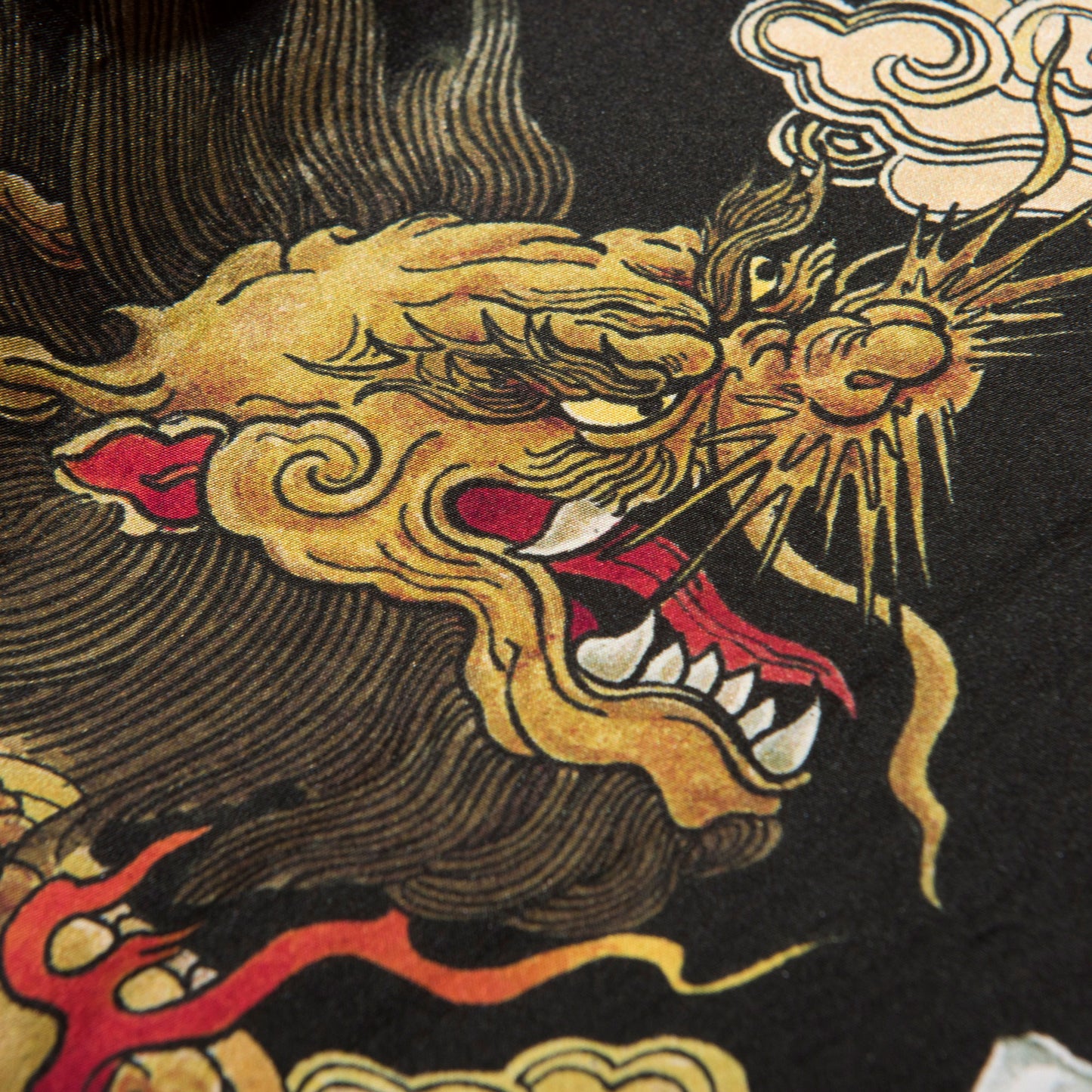 KOWLOON DOUBLE DRAGON PRINT SILK BOWLING SHIRT