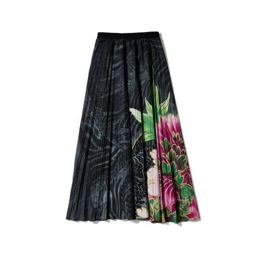 GRS x Kalok Peony & Ryu Overprint Pleated Skirt