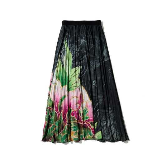 GRS x Kalok Peony & Ryu Overprint Pleated Skirt