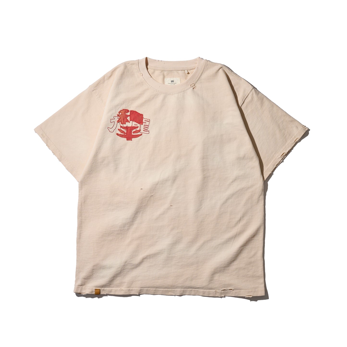 SUN FADED HEAVY DISTRESSED OVERSIZE PEACE TEE / VINTAGE WHITE (HK EDITION)