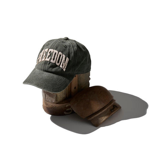 FADED WASHED HAND QUILTED "FREEDOM” CAP / DARK SAGE