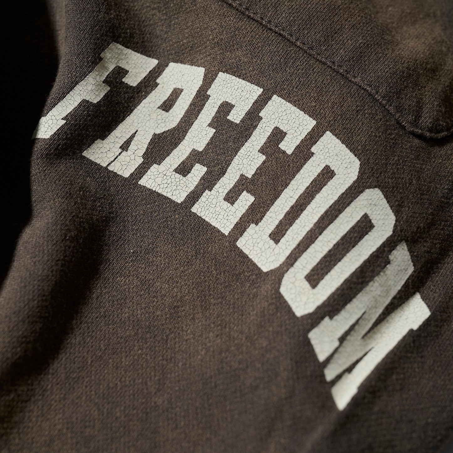 SUN FADED PATCHWORK WASHED “FREEDOM” SWEAT PANTS / CHARCOAL