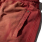 SUN FADED PATCHWORK WASHED “PEACE” SWEAT PANTS / BURGUNDY