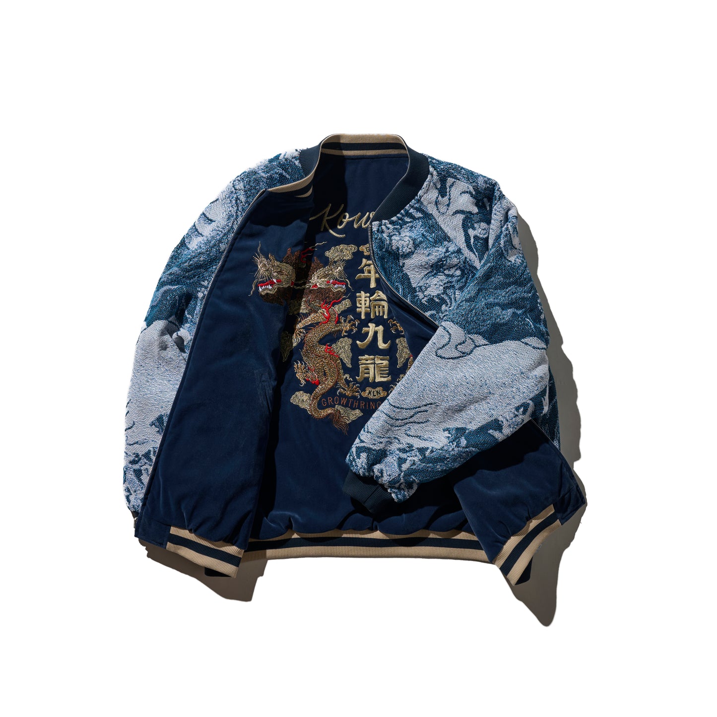 Reversible Jacquard Sukajan Jacket / Aga Blue