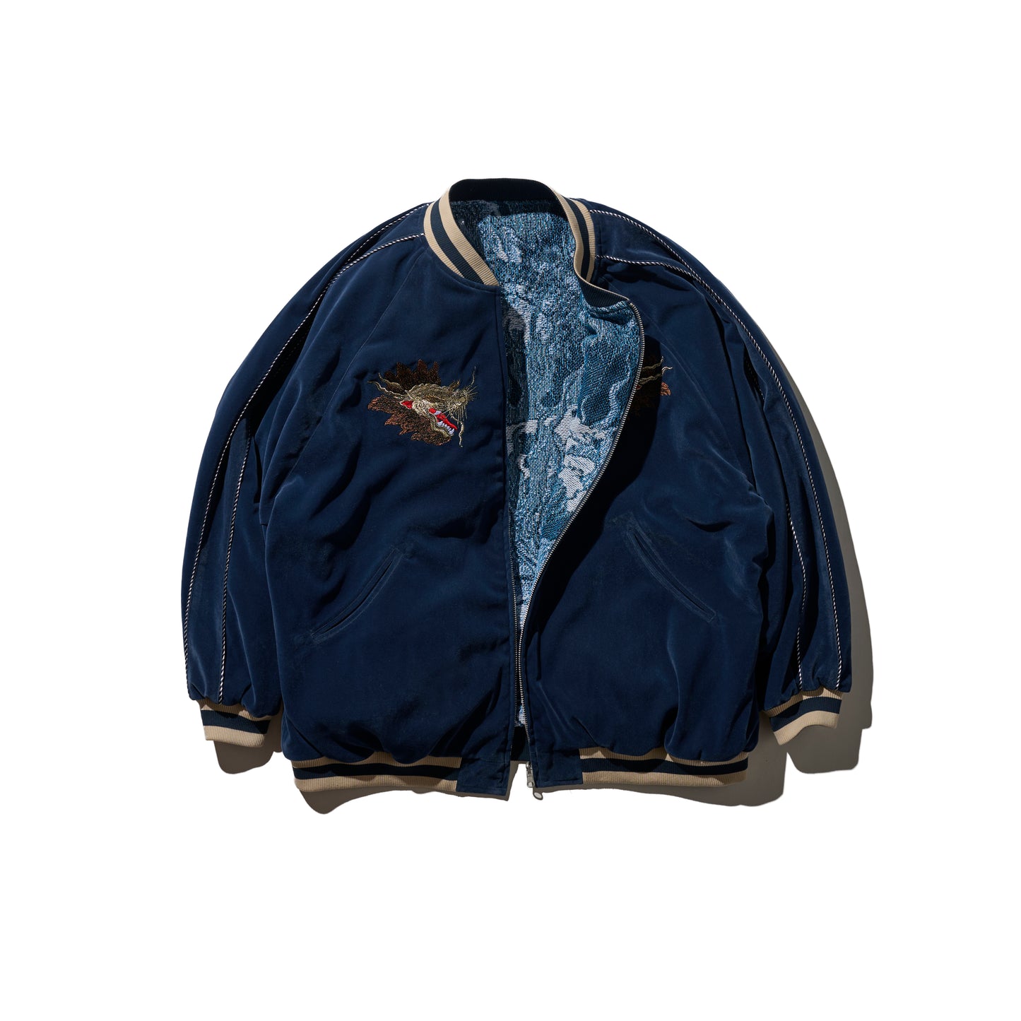 [Pre-Order] Reversible Jacquard Sukajan Jacket / Aga Blue