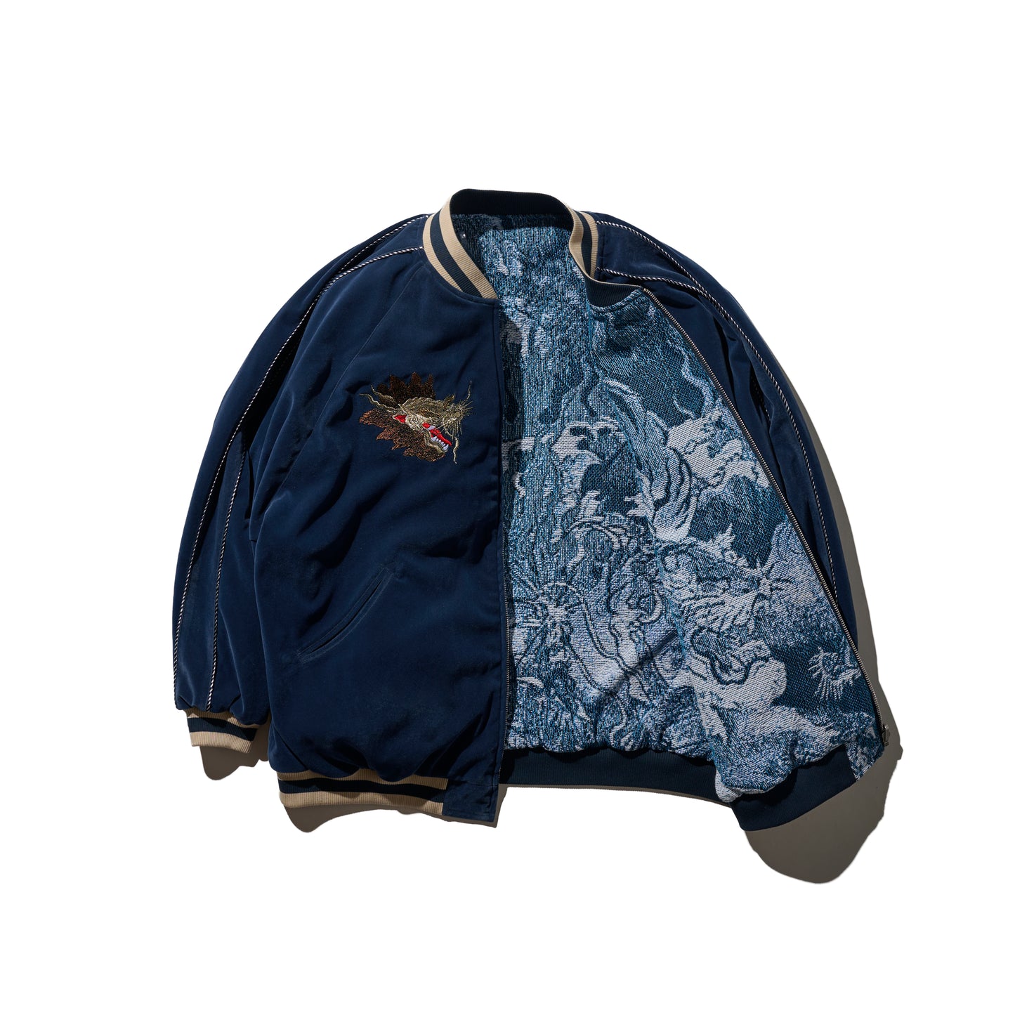 Reversible Jacquard Sukajan Jacket / Aga Blue