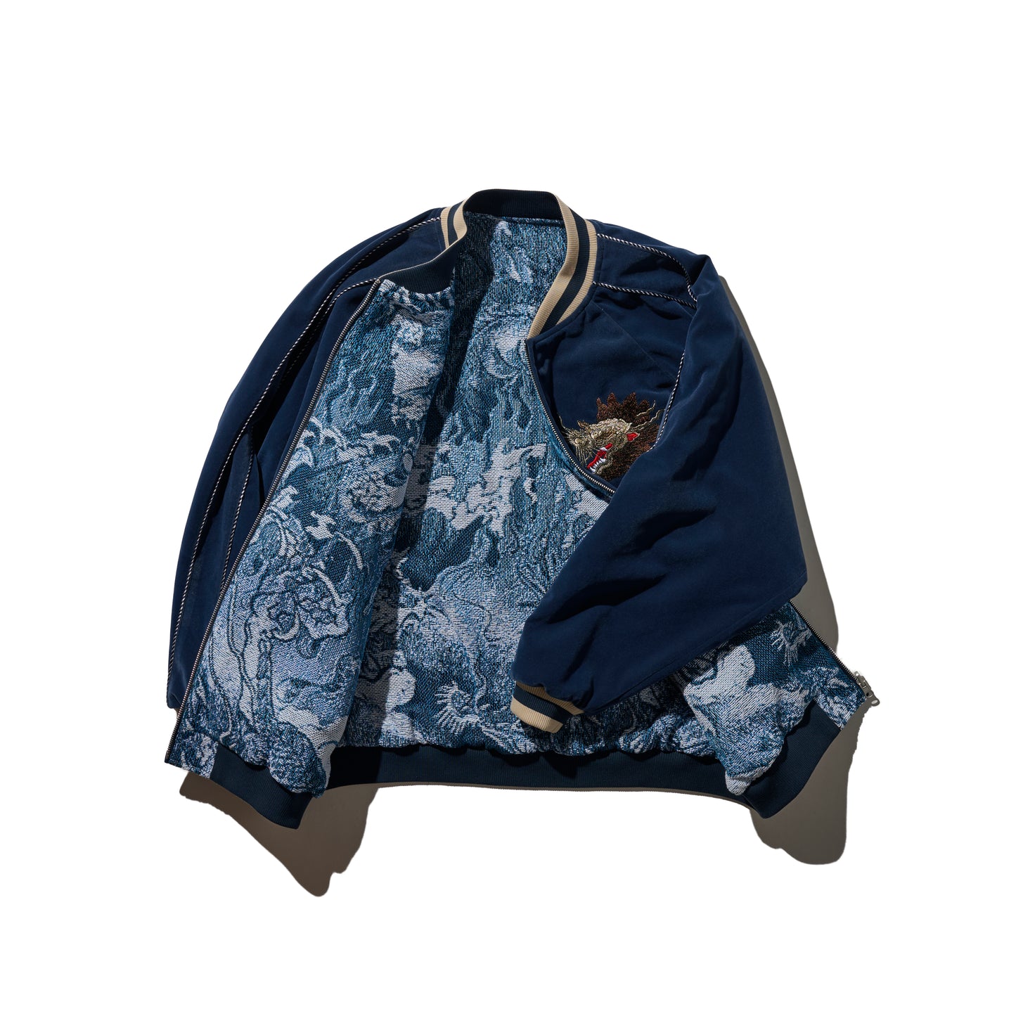 Reversible Jacquard Sukajan Jacket / Aga Blue