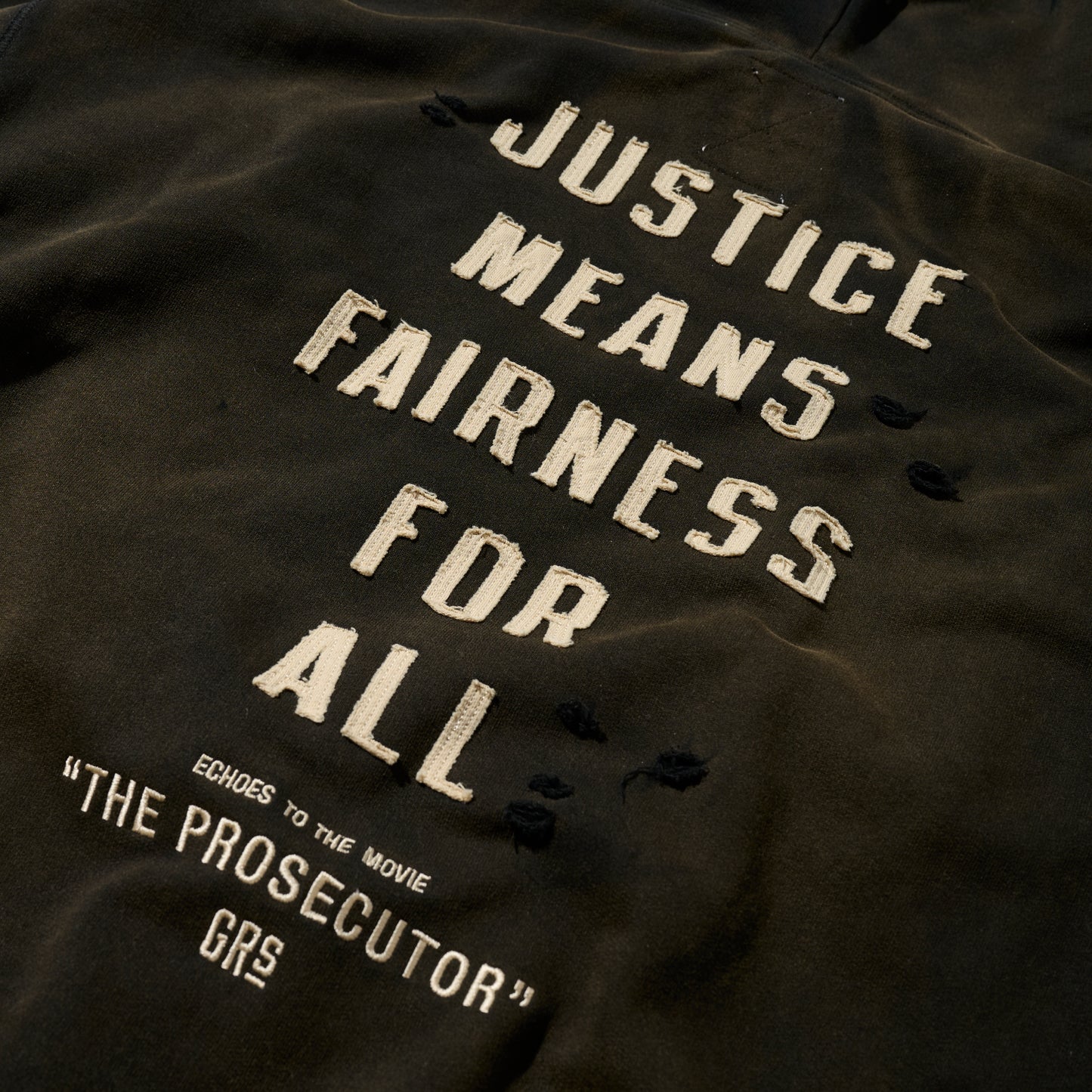 GRS x The Prosecutor Sun Faded Distressed “Justice” Hoodie