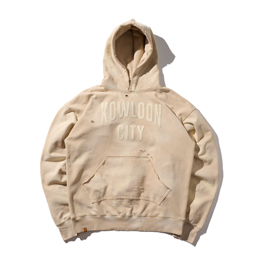 Heavy Weight Sun Faded “Kowloon City” Hoodie / Beige