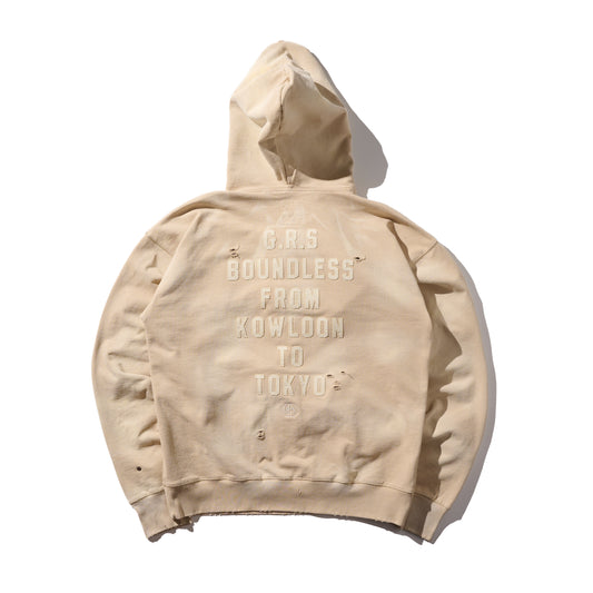 Heavy Weight Sun Faded “Kowloon City” Hoodie / Beige