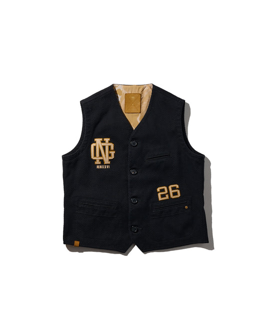 SASHIKO KUNG FU VEST / KUROZOME