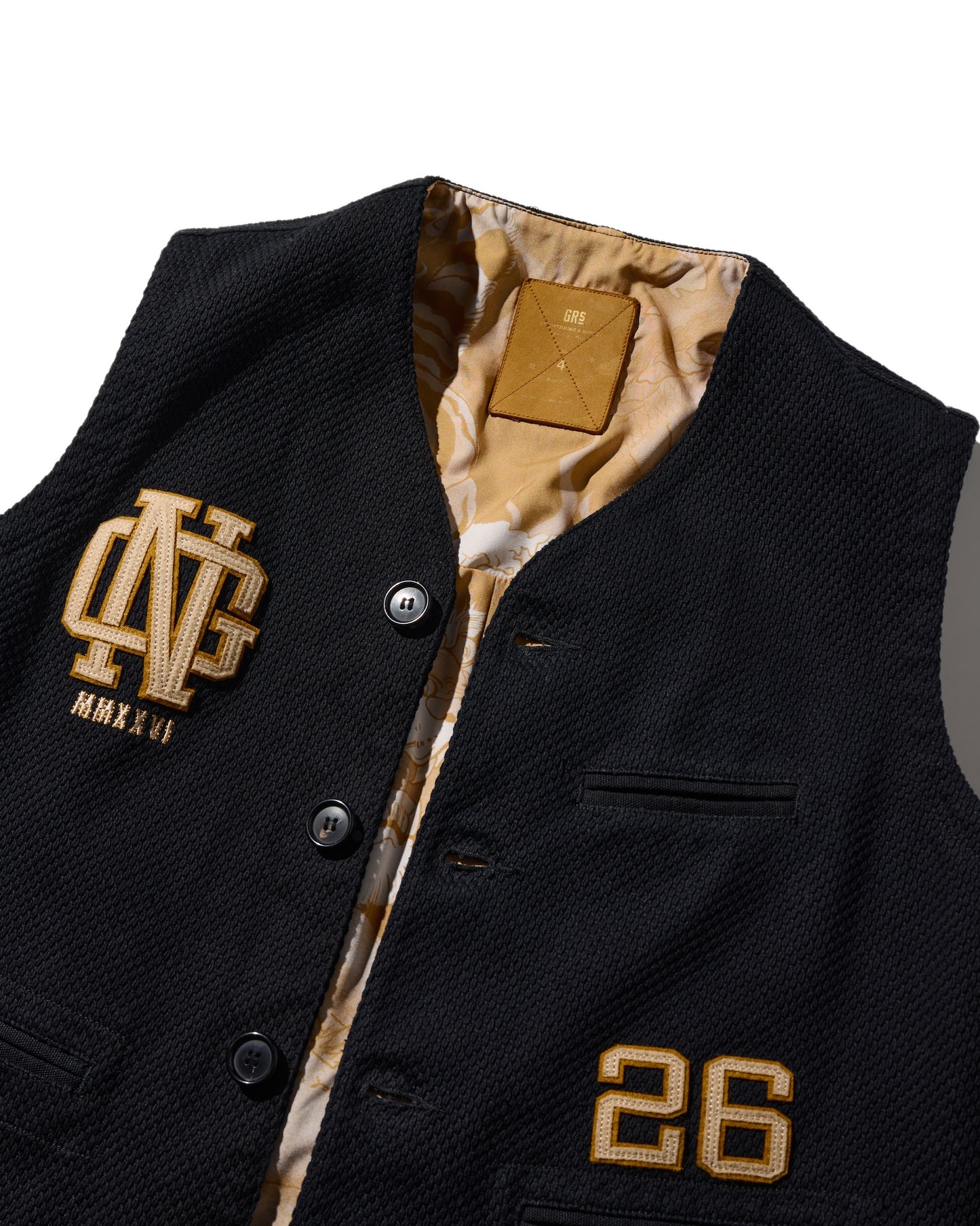 SASHIKO KUNG FU VEST / KUROZOME