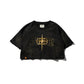 GRS x Triplet W Distressed "Kowloon" SS Sweat Top / Black x Gold