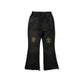 GRS x Triplet M Distressed Flare Sweatpants / Black x Gold
