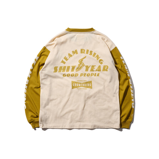 “Shit Year Good People” LS Tee / Gold Beige