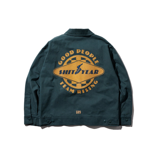 “Shit Year Good People” Mechanic Jacket / Gotland Green