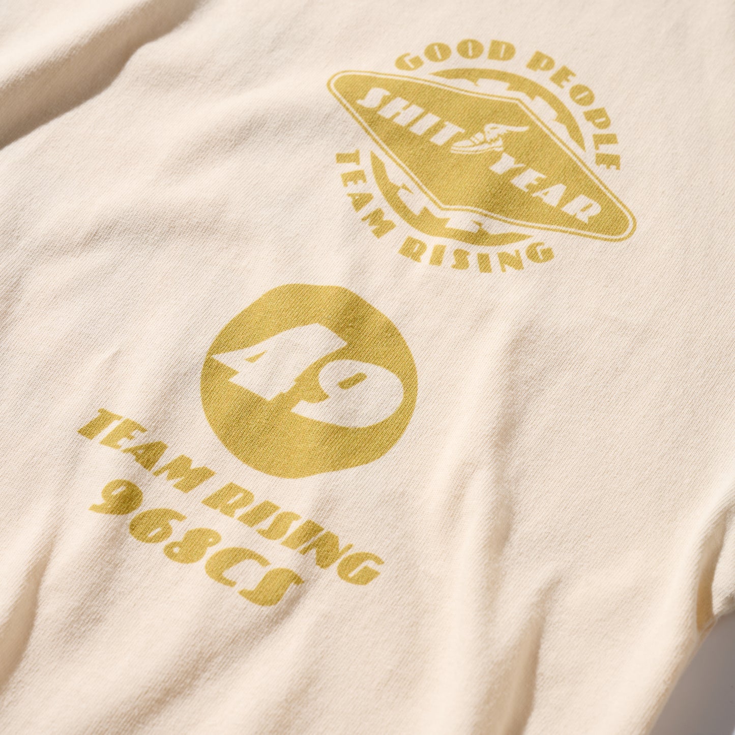 “Shit Year Good People” LS Tee / Gold Beige