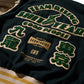 “Shit Year Good People” Cow Hide Varsity Jacket / Gotland Green + Gold