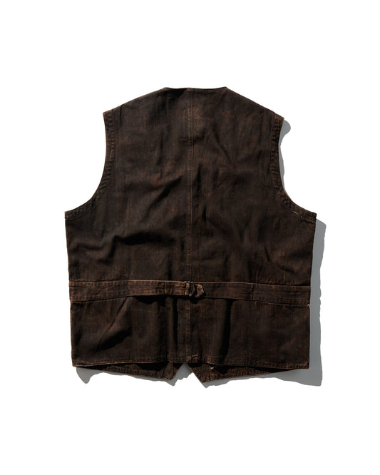 MUD DYEING HERRINGBONE TWILL WAISTCOAT