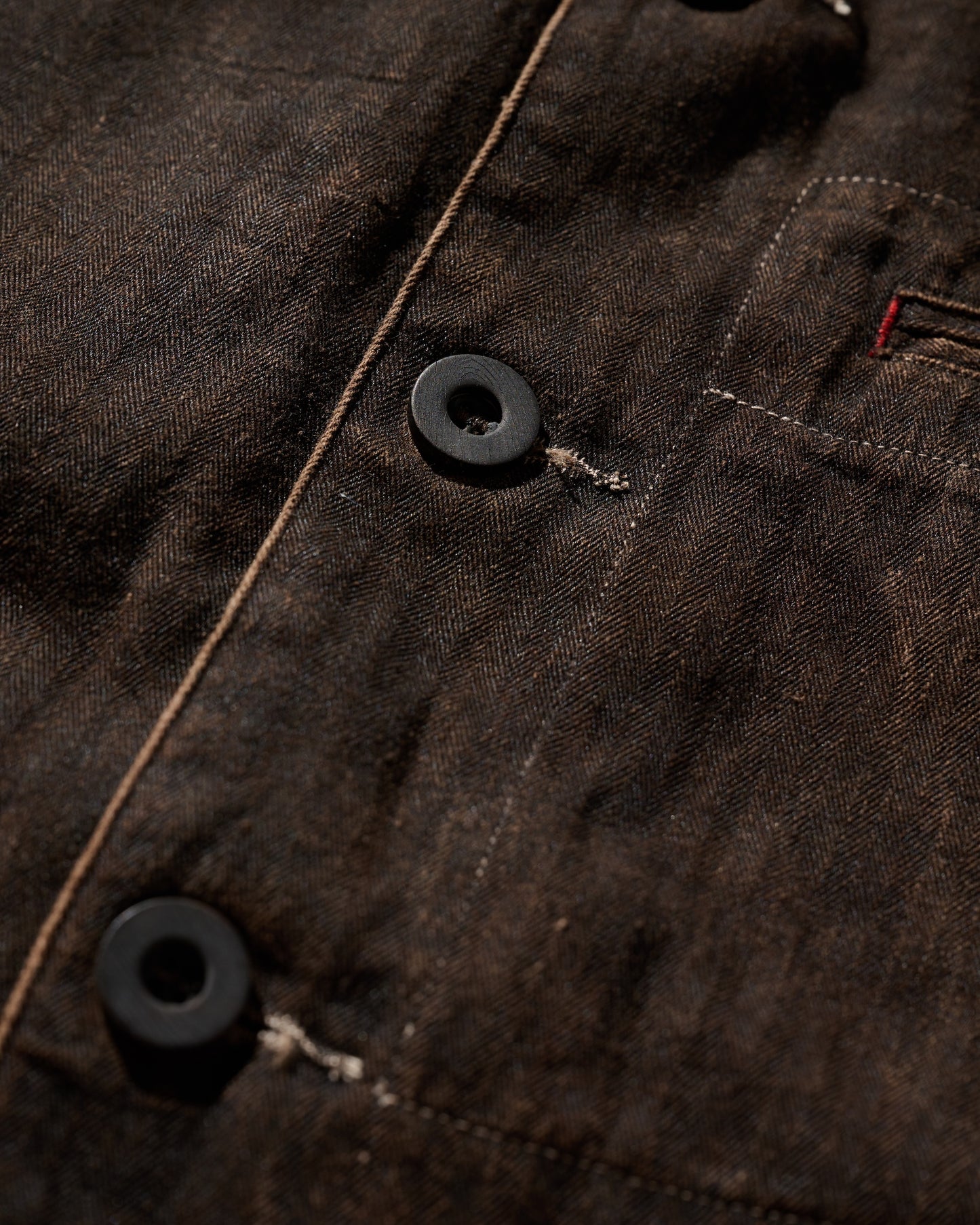 MUD DYEING HERRINGBONE TWILL WAISTCOAT