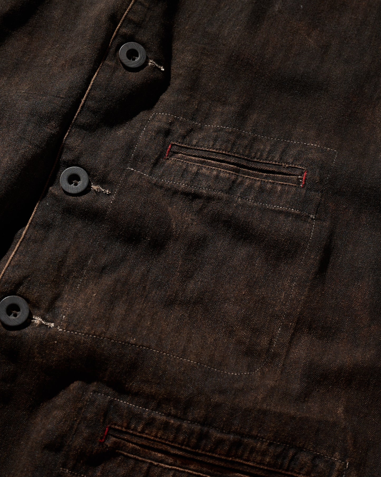 MUD DYEING HERRINGBONE TWILL WAISTCOAT