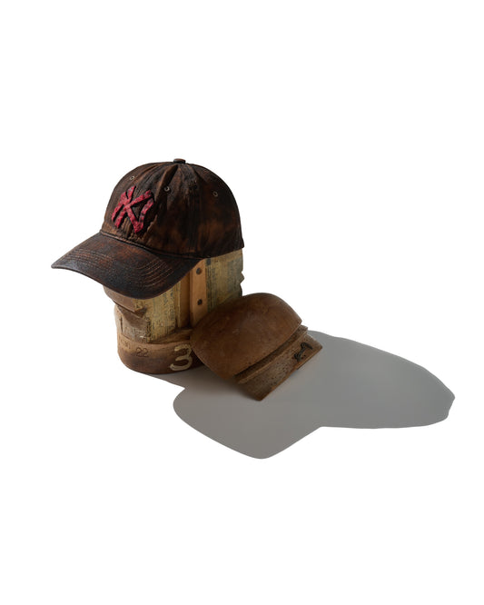 MUD DYEING FADED WASHED HAND QUILTED “KN” CAP