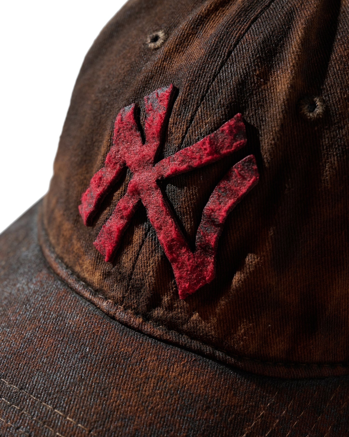 MUD DYEING FADED WASHED HAND QUILTED “KN” CAP