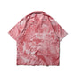 "Downhill Tiger & Dragon" Overprint Camp Collar Shirt / Dusty Pink