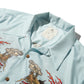 "Double Dragon" Overprint Camp Collar Shirt / Seaside Blue