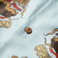 "Double Dragon" Overprint Camp Collar Shirt / Seaside Blue