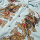"Double Dragon" Overprint Camp Collar Shirt / Seaside Blue