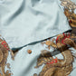 "Double Dragon" Overprint Camp Collar Shirt / Seaside Blue