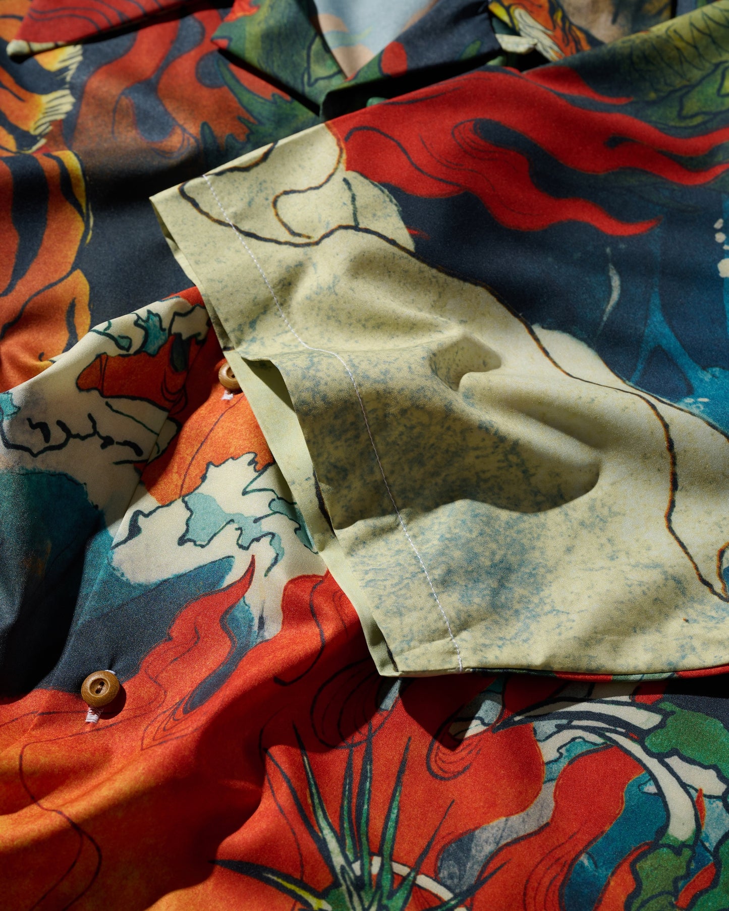 "DOWNHILL TIGER & DRAGON" OVERPRINT CAMP COLLAR SHIRT / OG