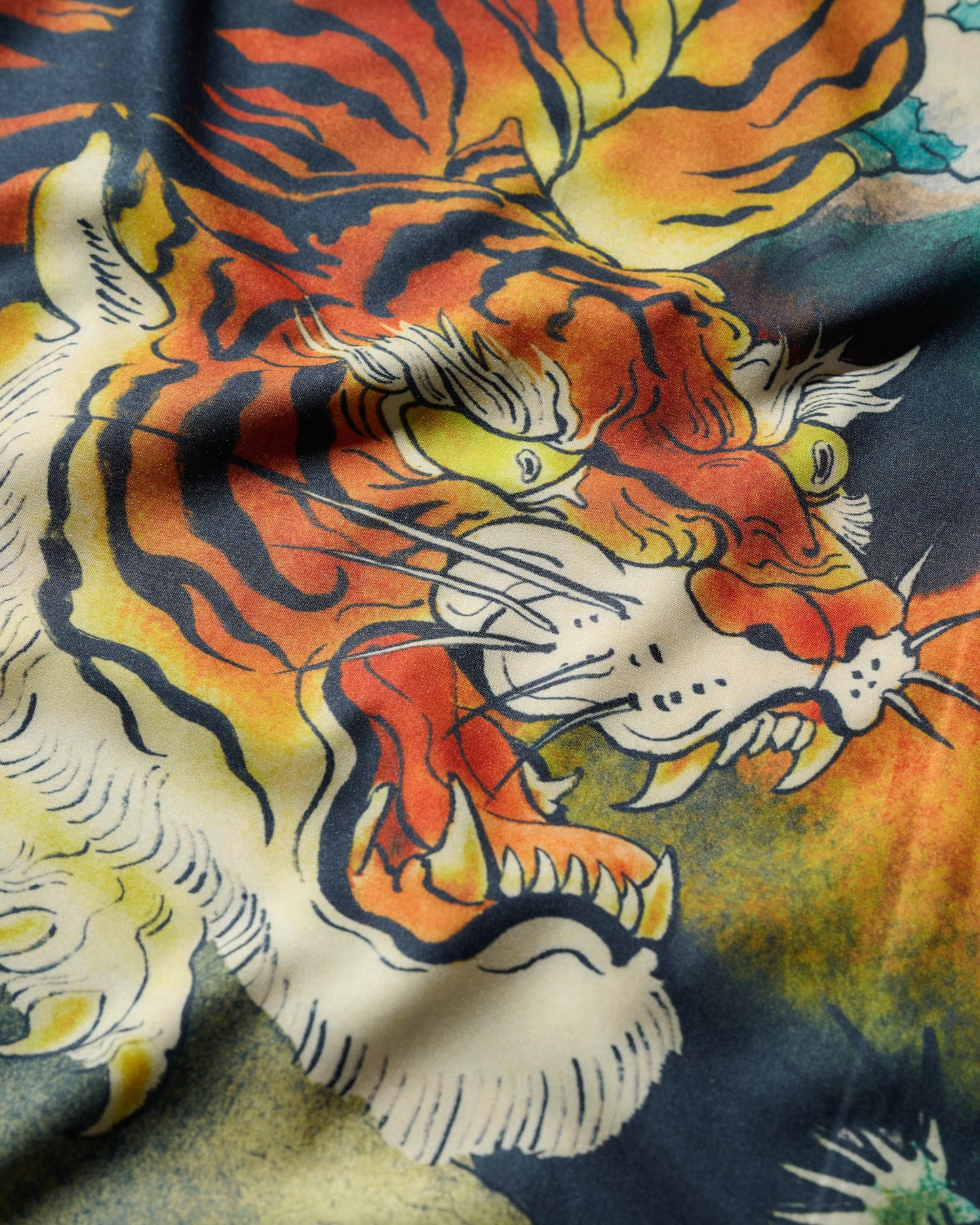"DOWNHILL TIGER & DRAGON" OVERPRINT CAMP COLLAR SHIRT / OG
