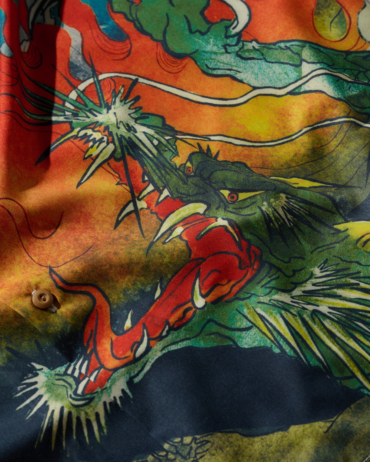 "DOWNHILL TIGER & DRAGON" OVERPRINT CAMP COLLAR SHIRT / OG