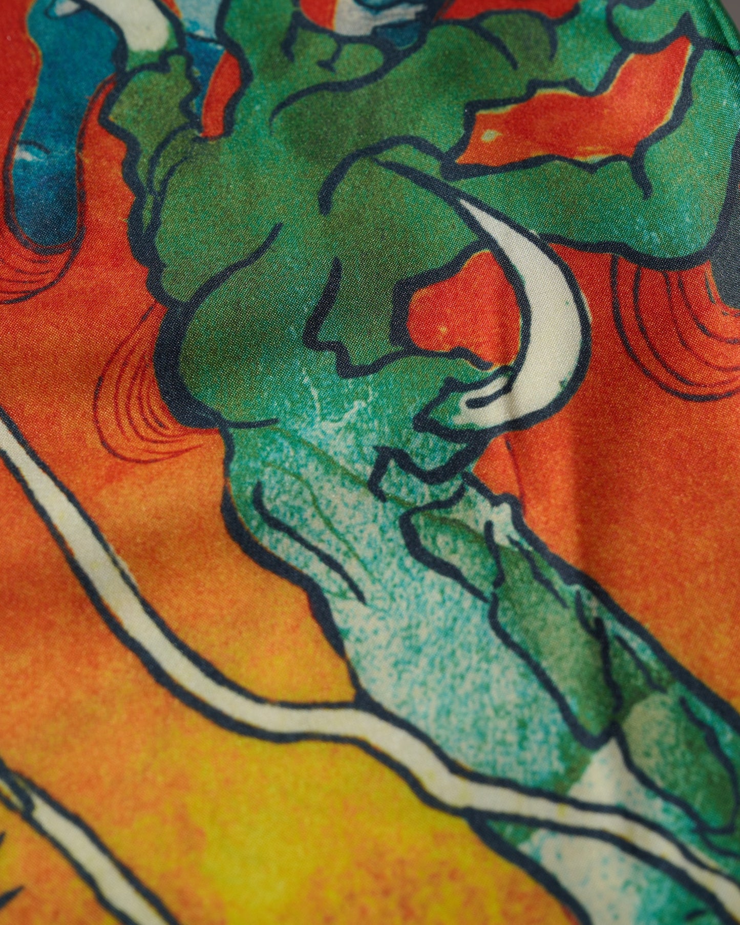 "DOWNHILL TIGER & DRAGON" OVERPRINT CAMP COLLAR SHIRT / OG