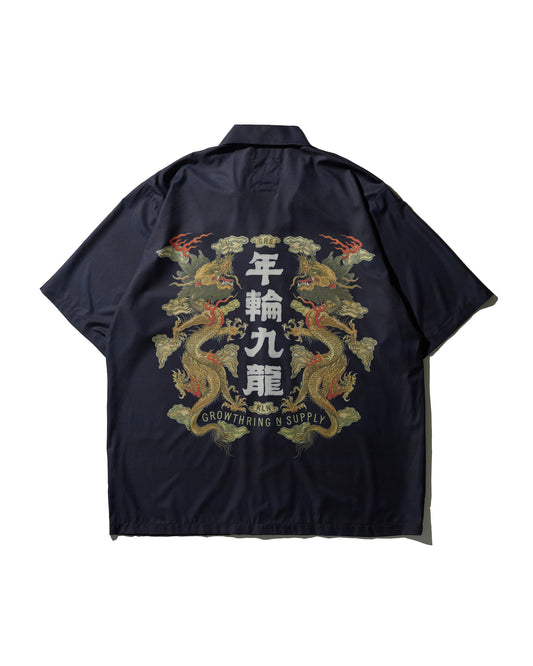 "DOUBLE DRAGON" OVERPRINT CAMP COLLAR SHIRT / OG