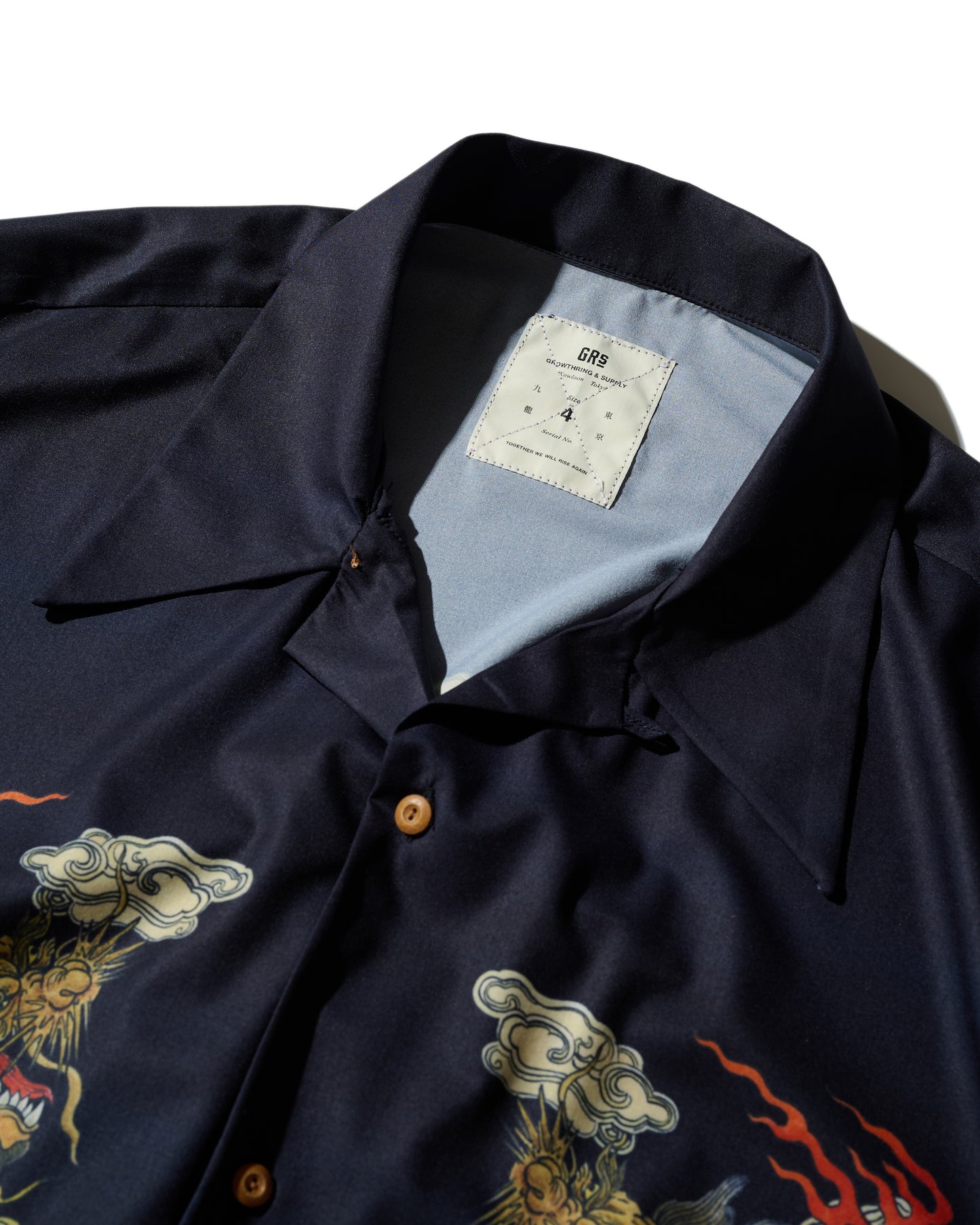 "DOUBLE DRAGON" OVERPRINT CAMP COLLAR SHIRT / OG