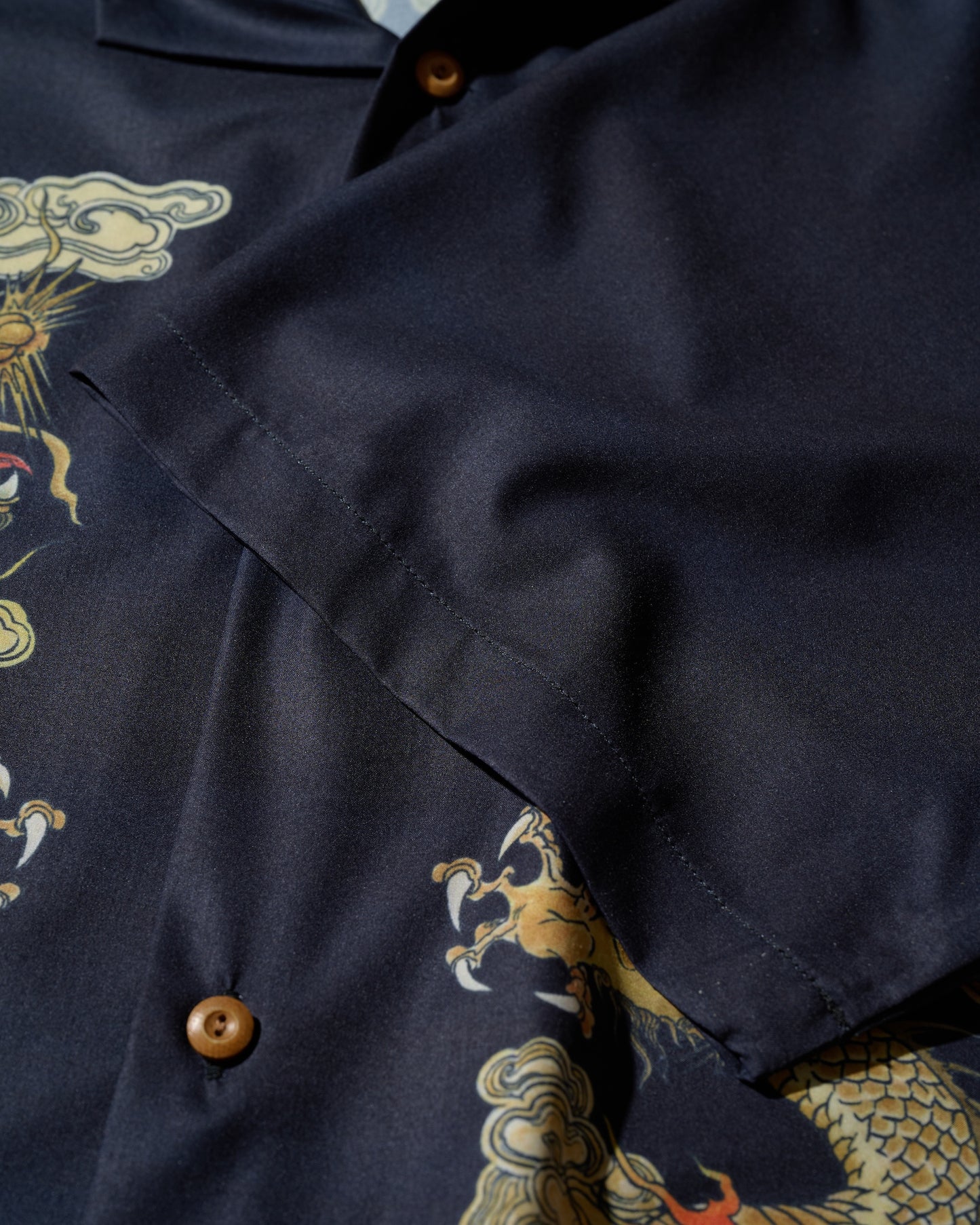"DOUBLE DRAGON" OVERPRINT CAMP COLLAR SHIRT / OG